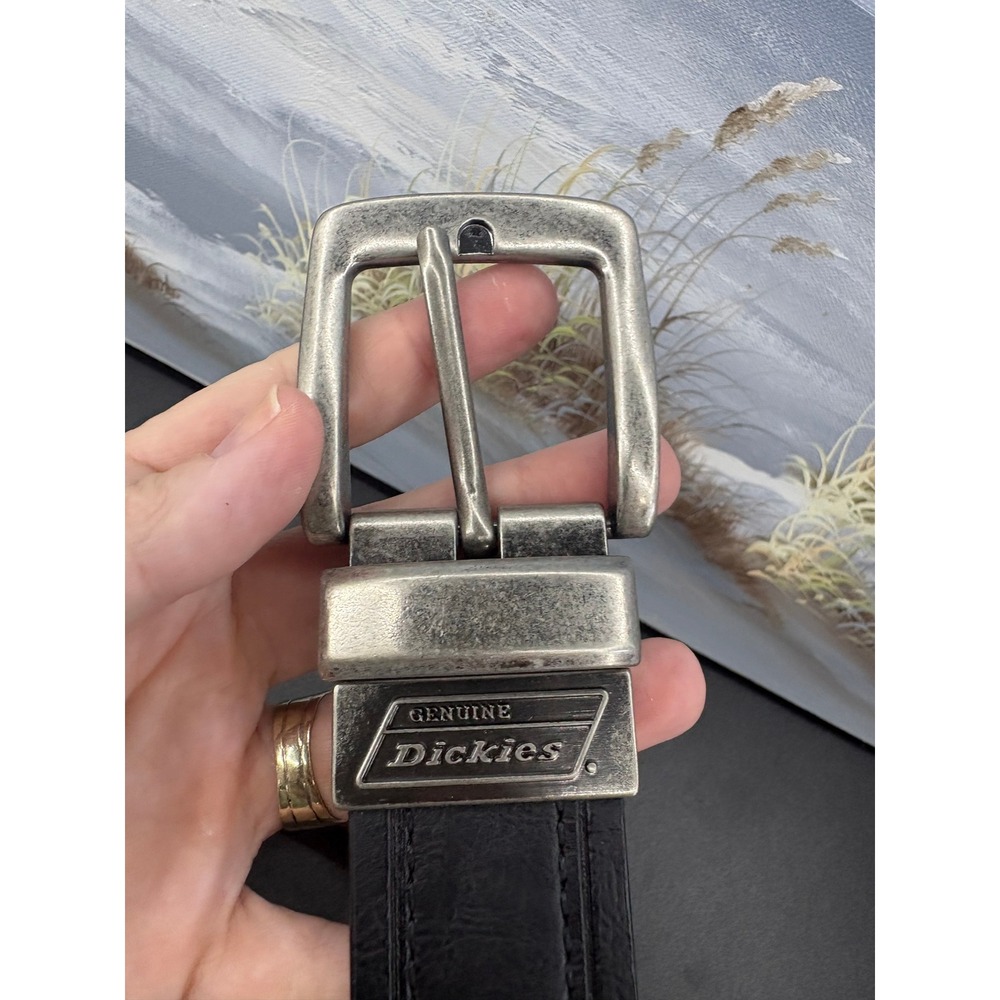 Dickies Mens Reversible Belt Black Brown Silver Swivel Buckle Size 38 - Picture 3 of 6